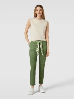 Christian Berg Woman Chino Mit Stoffgürtel Modell 'Sateen' - Schilf