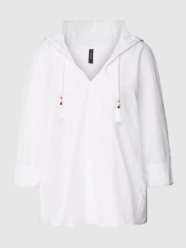 Marc Cain Bluse Mit Seiden-Anteil In Unifarbenem Design - Weiß 3 Marc Cain Bluse Mit Seiden-Anteil In Unifarbenem Design - Weiß