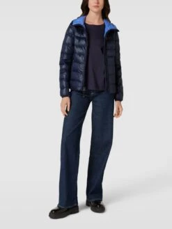 Blauer Usa Steppjacke Mit Label-Detail - Marineblau