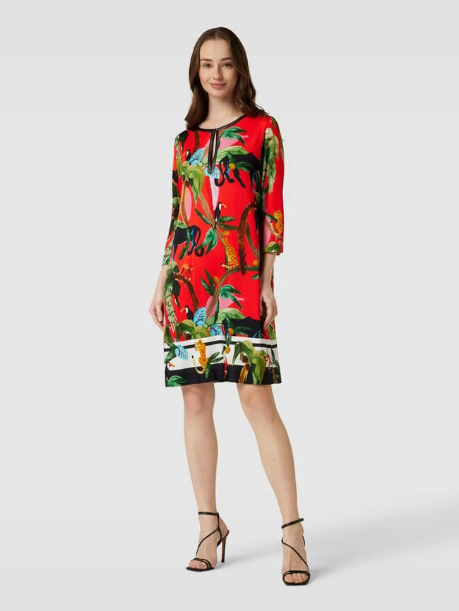 Marc Cain Knielanges Kleid Mit Allover-Muster - Rot 3 Marc Cain Knielanges Kleid Mit Allover-Muster - Rot