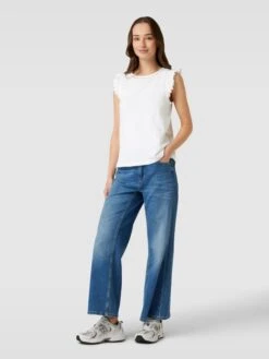 Jake*s Casual Blusenshirt Mit Lochmuster - Weiß