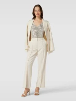 Jake*s Cocktail Crop Top Mit Paillettenbesatz - Silber