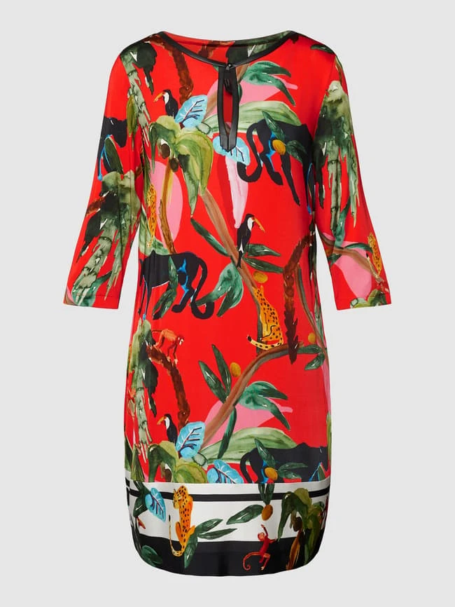 Marc Cain Knielanges Kleid Mit Allover-Muster - Rot 4 Marc Cain Knielanges Kleid Mit Allover-Muster - Rot – Bild 2