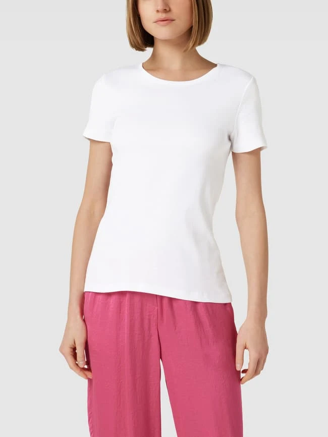 Montego T-Shirt Mit Geripptem Rundhalsausschnitt - Weiß 6 Montego T-Shirt Mit Geripptem Rundhalsausschnitt - Weiß – Bild 4